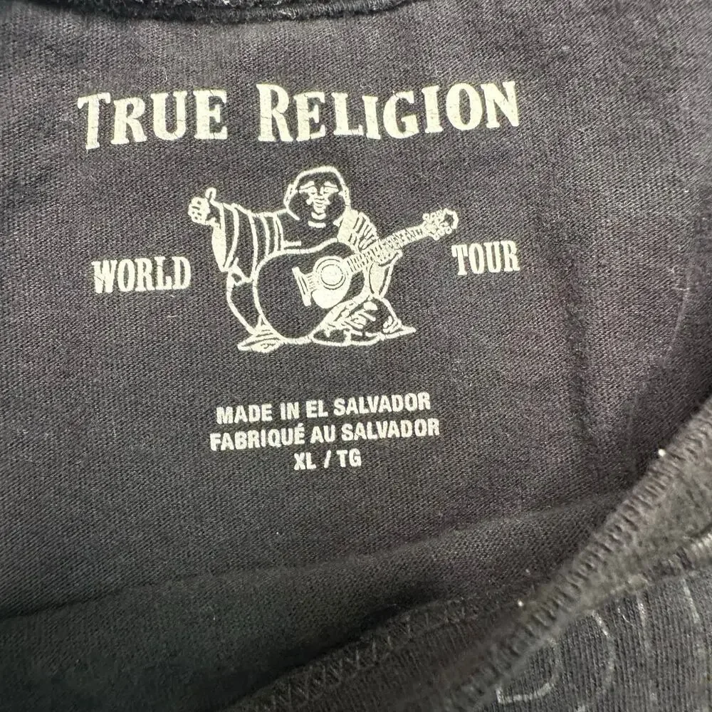 True Religion Allover Print Logo Black Cotton Tee